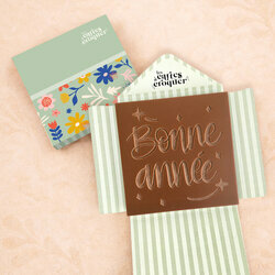 Pr�te � Croquer - Mod�le Bonne Ann�e Chocolat Lait Enveloppe Fleurs