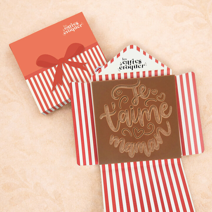 Pr�te � Croquer - Mod�le Je t'aime Maman Chocolat Lait Enveloppe Cadeau