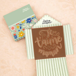 Pr�te � Croquer - Mod�le Je t'aime Maman Chocolat Lait Enveloppe Fleurs