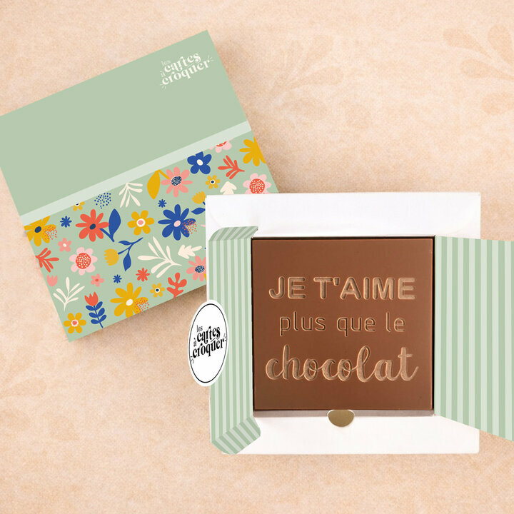 Pr�te � Croquer - Mod�le Je t'aime plus que le Chocolat Chocolat Lait Coffret Fleurs