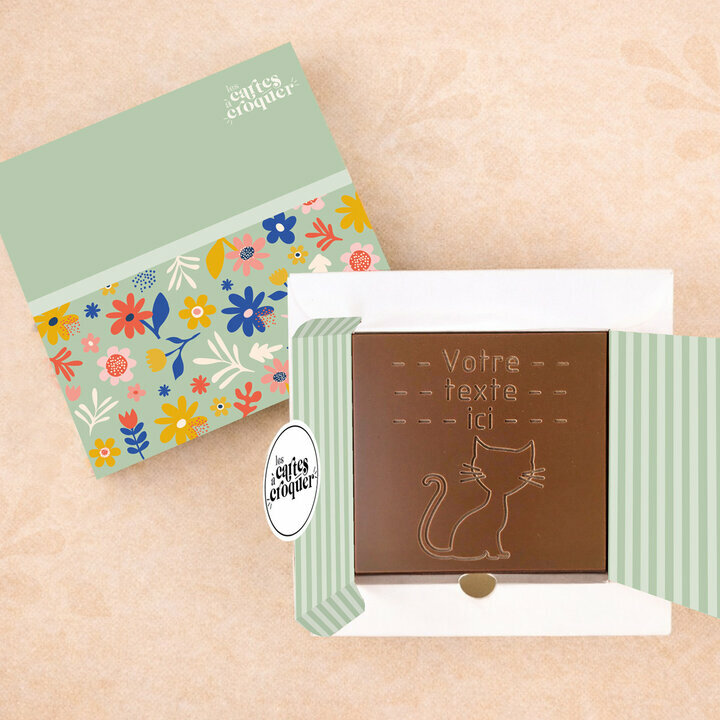 Carte à Croquer - Modèle Chat Carte à Croquer - Modèle Chat Chocolat Lait Coffret Modèle Fleurs