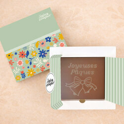 Pr�te � Croquer - Mod�le Cloches de P�ques Chocolat Lait Coffret Fleurs