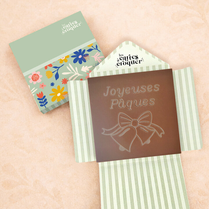 Pr�te � Croquer - Mod�le Cloches de P�ques Chocolat Lait Enveloppe Fleurs
