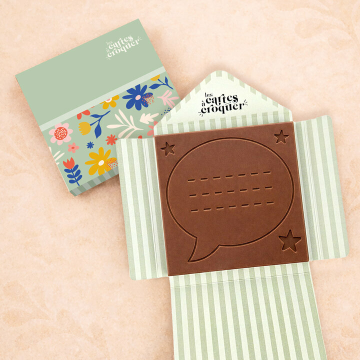 Carte � Croquer - Mod�le Bulle de Texte Etoiles Chocolat Lait Enveloppe Mod�le Fleurs