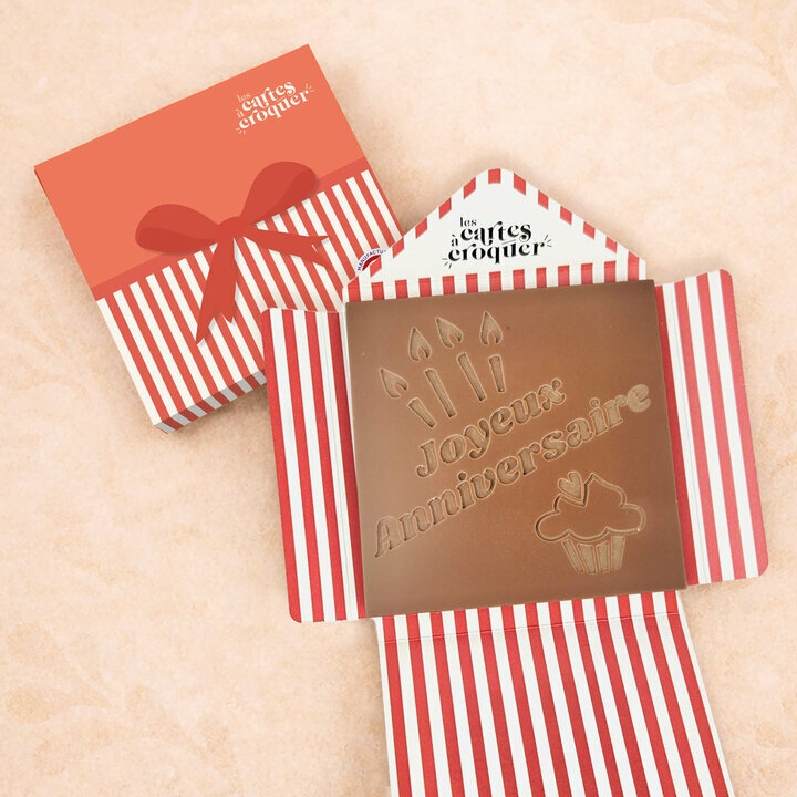 Pr�te � Croquer - Mod�le Joyeux Anniversaire Chocolat Lait Enveloppe Mod�le Cadeau