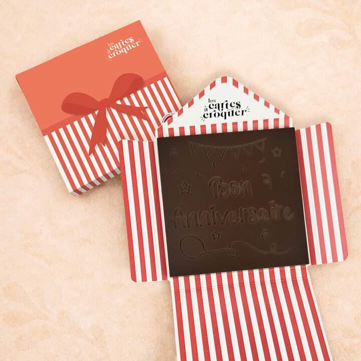 Pr�te � Croquer - Mod�le Bon Anniversaire Chocolat Noir Enveloppe Mod�le Cadeau