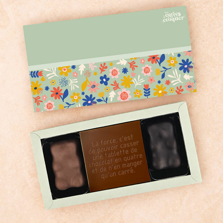 Coffret Douceur Chocolat - Carte � Croquer Chocolat Lait Mod�le Fleurs