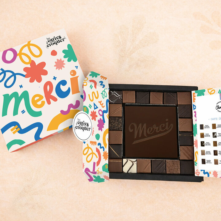 Coffret Empreinte Gourmande - Collection Merci Carte � Croquer Chocolat Noir