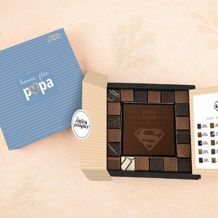 Coffret Empreinte Gourmande - Collection Fête des Pères Coffret Empreinte Gourmande - Collection Fête des Pères Carte à Croquer Super en Chocolat Noir