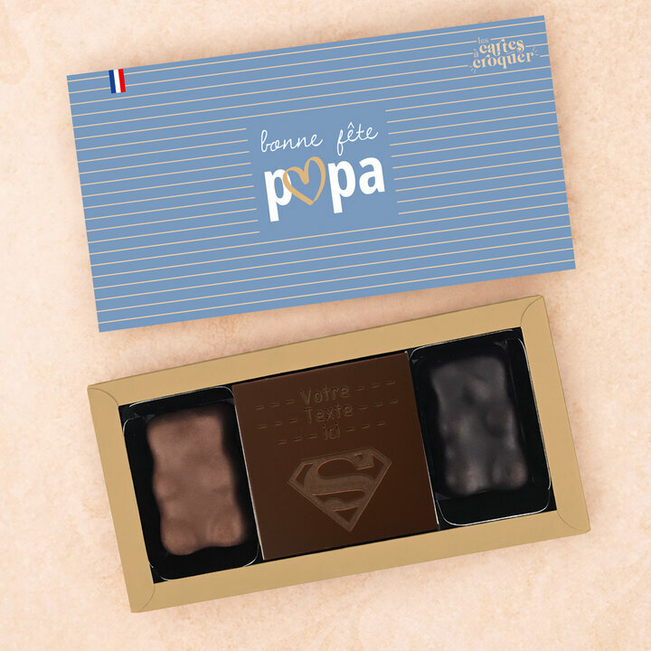 Coffret Douceur Chocolat - Collection F�te des P�res Carte � croquer Super en chocolat Noir