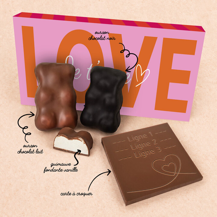 Coffret Douceur Chocolat - Collection Saint Valentin Coffret Douceur Chocolat - Collection Saint Valentin Double Coeur Composition