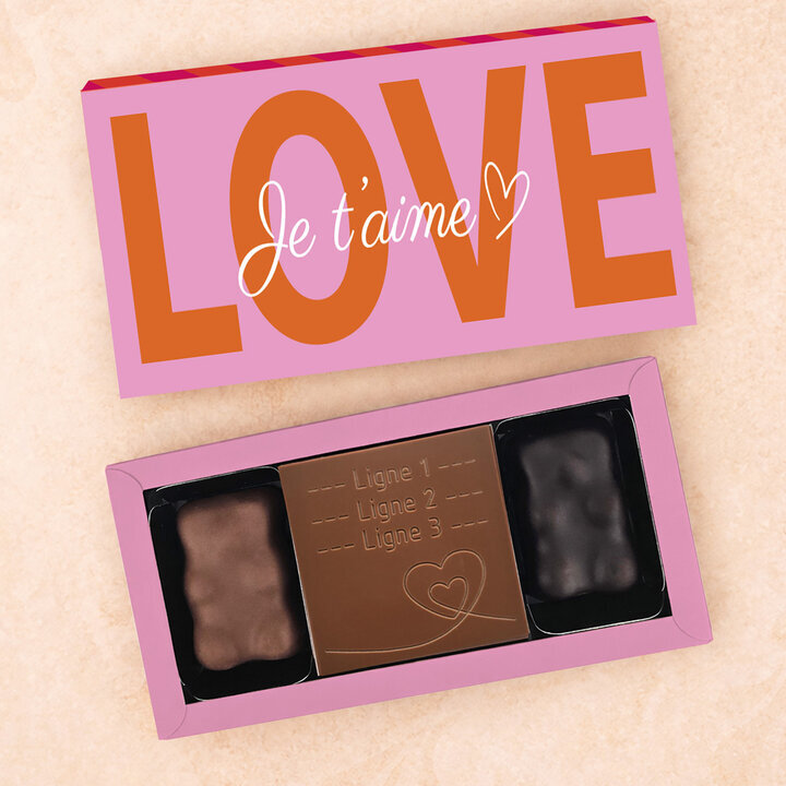 Coffret Douceur Chocolat - Collection Saint Valentin Coffret Douceur Chocolat - Collection Saint Valentin Double Coeur Chocolat Lait
